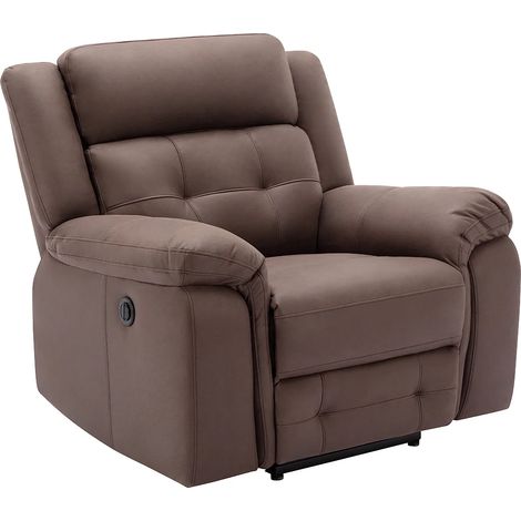 Fauteuil relax électrique en microfibre aspect cuir vieilli marron ORTIANO (1/5)
