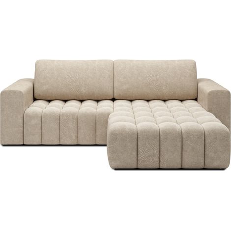 Sofá esquinero convertible DORY beige 250 cm con arcón derecho (1/5)