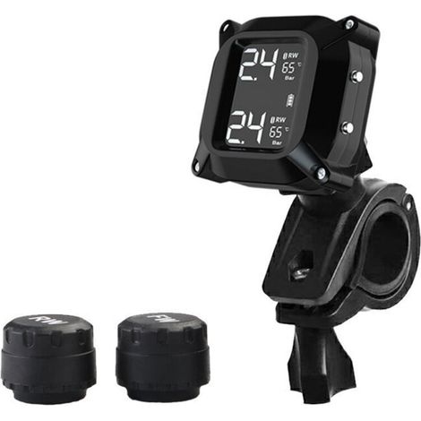 Sistema di monitoraggio della pressione degli pneumatici per moto TPMS con 2 sensori esterni, schermo LCD, sistema di allarme anti-spegnimento, impermeabile -Crezuo
