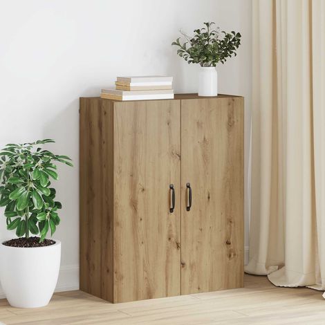 Armoire murale 2 portes en bois d’ingénierie Chêne artisanal 69,5 x 34 x 90 cm - PANGIVO (1/5)