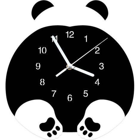 Horloge murale panda dessin animé silencieuse et amusante, décoration murale pour chambre d'enfant ou de bébé (1/5)