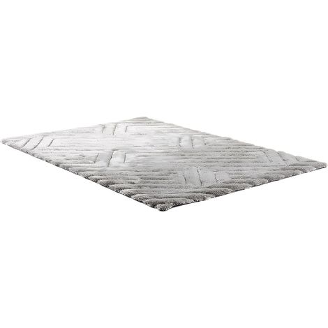 Tapis shaggy en relief à poils longs - 160 x 230 cm - Gris - MAZE (1/4)