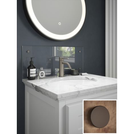 Clear Glass Bathroom Splashback (Bronze Caps) 250mm x 600mm x 4mm