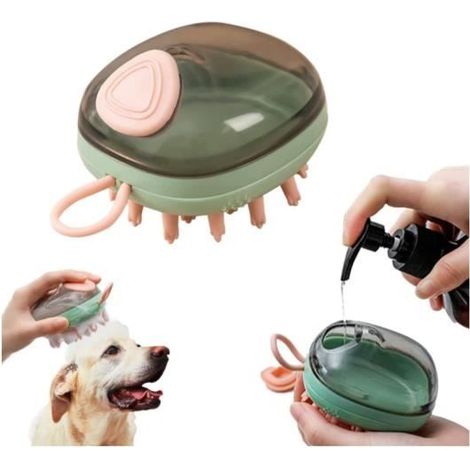 Brosse Shampoing Chien Chat,Brosse de Bain en Caoutchouc de Silicon pour Animaux de Bain Chien Compagnie Peigne pour Chiens (1/4)