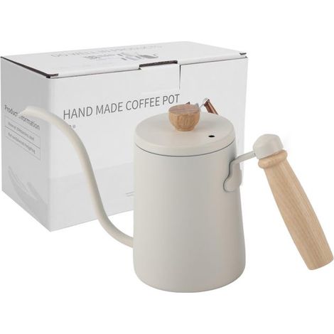 Kaffeekanne aus Edelstahl 304 mit Holzgriff, 600 ml