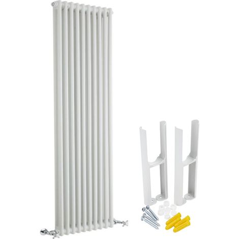 Milano Windsor White Cast Iron Style Vertical Double Column Radiator with Feet - 1800mm x 470mm (1/5)
