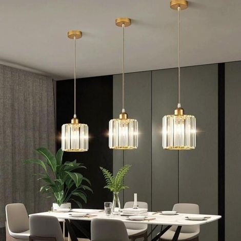 Lustre en cristal doré, E27, plafonnier LED, éclairage de salon, convient aux salons, hôtels et salles à manger. (1/5)