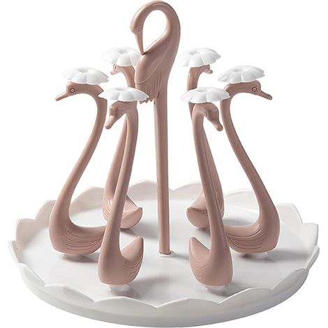 Porte-tasses rotatif en forme de cygne, égouttoir à 6 tasses (1/5)