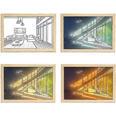 Tableau lumineux LED, lampe de chevet à intensité variable avec prise USB, lampe d'ambiance, décoration murale pour chambre, cadeau (1/5)
