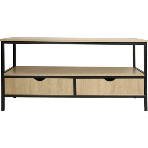 Mobile TV in stile industriale con cassetto "Detroit" - 113 x 40 x 55 cm - Beige