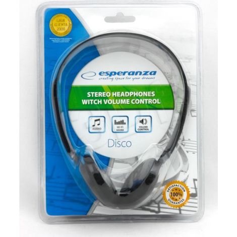 Auriculares Esperanza Disco EH119 negros: auriculares supraurales cómodos y ligeros.
