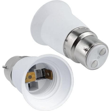 Adaptateur de douille B22 vers E27, convertisseur de douille à baïonnette B22 vers douille à vis E27, 0-250 V, pour ampoules E27, LED, incandescentes, halogènes, CFL, lot de 4 (1/4)