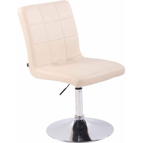 Chaise de salle à manger x1 pivotante réglable en hauteur coutures carrées similicuir crème et pied métal chromé 100008453 (1/5)
