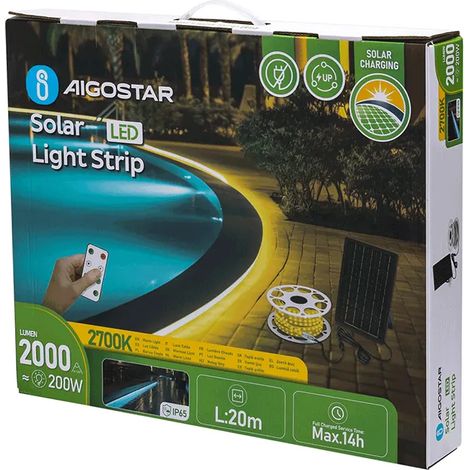 Décoration lumineuse d'extérieur aigostar 20 m solaire 2000 lm (1/3)