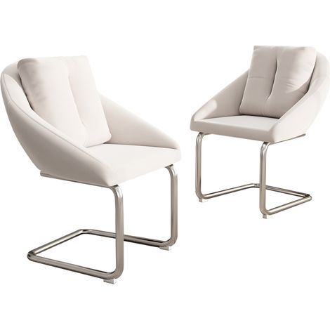 Set di 2 sedie da pranzo in velluto beige con cuscini e struttura in metallo (1/5)