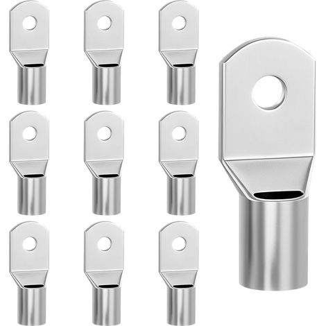 Cosses à Sertir a Oeil à Anneaux SC50-10 Cosses Tubulaires 50MM² Non Isolée en Cuivre Etamé pour Automobiles Motos Câbles de Batterie Argent 10 Pièce (1/5)