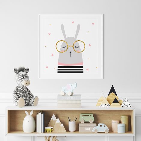Poster / Affiche carrée Enfants - Lamas Lunettes - 50x50 cm (1/3)