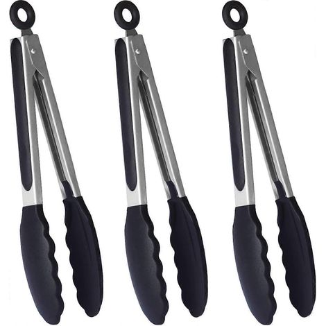 Pinces de cuisine pratiques en silicone, pinces de cuisson pour barbecue, lot de 3 (1/5)
