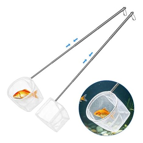 Small Fish Tank Net Small Square Round Net with Extendable Metal Handle for Fish Tanks Small Ponds Streams Fish (1/5)