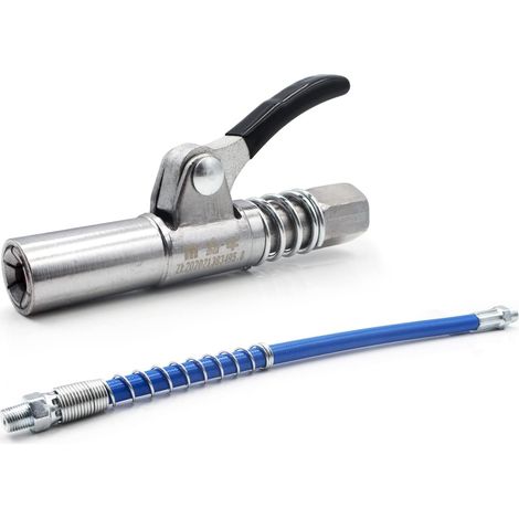 Raccord de pistolet à graisse, raccord G Raccord de pistolet à graisse d'origine, facile à presser, raccord de pistolet à graisse haute pression, avec tuyau flexible (A) (1/5)