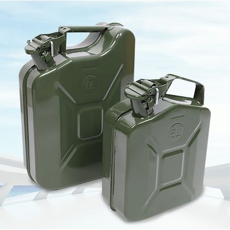 Bidon d'essence 5L/10L, réservoir d'essence métallique standard américain, bidon à carburant épais, réservoir de secours portable, bidon d'essence, seau à essence pour voitures et camions (1/5)