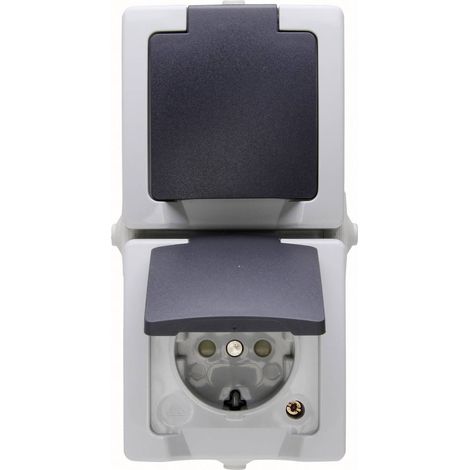 Kopp 136956008 Interruttore per ambienti umidi Presa schuko con coperchio ribaltabile Nautic Grigio 1 pz. (1/3)