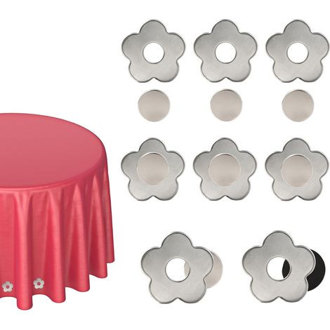 8pcs Poids Magnétiques Forme Fleur pour Nappes (Argent), Coupe-Vent Forme Fleur Poids Nappe Extérieur Rideaux Aimants Pendants Pinces Magnétiques pour Pique-Nique Table Manger Décor (1/5)