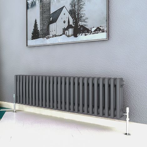 Biubiubath Traditional Cast Iron Radiator 300x1190mm 3 Column Anthracite