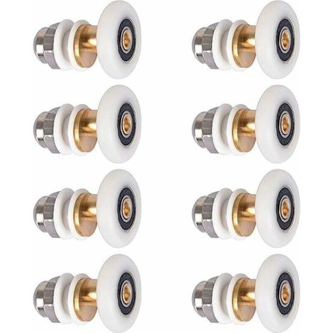 Rodillos para mampara de ducha - Rodillos deslizantes - Puerta enrollable - Rueda de repuesto - 8 piezas - 23 mm (1/4)