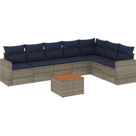 vidaXL Set Divani da Giardino 8 pz con Cuscini Grigio in Polyrattan (1/5)