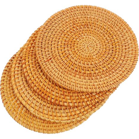 Lot de 4 dessous de plat en rotin, naturel (1/5)