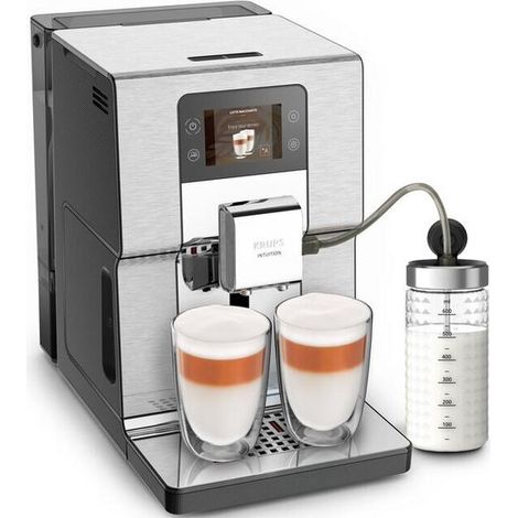 Krups – Cafetière à dosettes automatique EA877D – Noir acier brossé – 1550W, 15 bars, 3L, écran tactile TFT, One Touch Cappuccino (1/5)