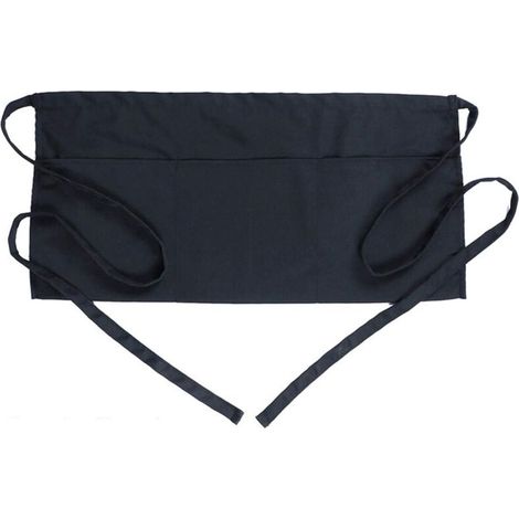 Tablier de serveur/serveuse à 3 poches, demi-tablier résistant à l’eau, ceinture longue, coutures renforcées (1/4)