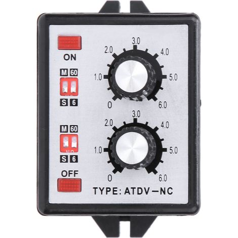 Interrupteur à minuterie double marche/arrêt avec bouton de commande 6S-60M AC 220V (1/5)