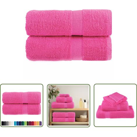 The Living Store Serviettes de visage de qualité supérieure SOLUND 2 pcs rose - Serviettes De Visage - Serviettes De Toilette - Serviettes Roses - Serviettes En Coton - Serviettes Douces (1/5)