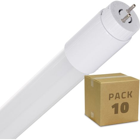 Pack Tubo LED T8 Vetro 60 cm Connessione Unilaterale 9W 110lm/W (10 Qtà) No Flicker Bianco Naturale con LED Starter