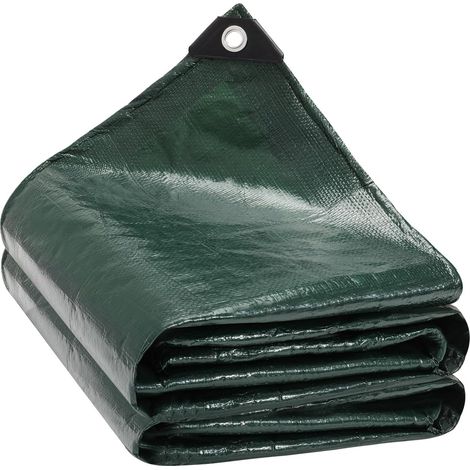 Bâche avec œillets - 2 x 4 m - 130 g/m² - Vert - En tissu imperméable - Bâche de protection - Bâche de chantier, bâche de bateau - Résistante à la déchirure (1/5)