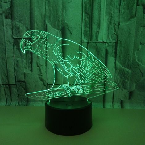Lampe de table JUSTUP en forme de perroquet, moulure 3D en acrylique, 7 couleurs LED USB, veilleuse romantique pour chambre à coucher (Style 11) (1/5)