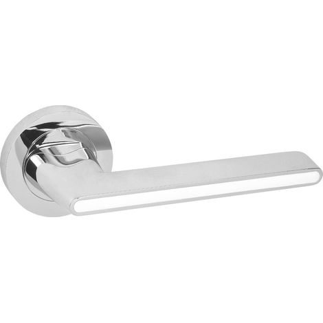 DOMINO Poignée de porte ONYKS R M6 Blanc Poignée Sans rosace Chrome brillant/blanc (1/5)