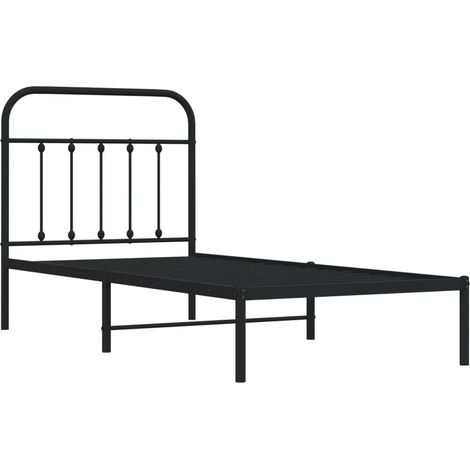Estructura cama sin colchón con cabecero metal negro 80x200 cm vidaXL (1/4)