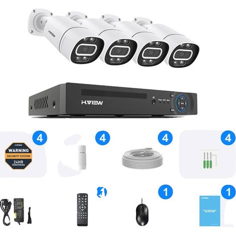 Système de caméra de sécurité CCTV, résolution 8MP, technologie PoE, 8MP 4PCS Caméra, 4T (1/2)