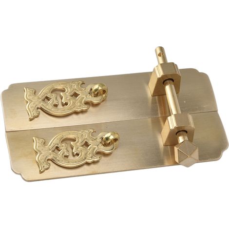 Schlichter Schubladengriff rechts aus massivem Messing, klassischer Ming-Qing-Stil, für Küchenmöbel, Schranktürgriff, goldbronzefarben (1/5)