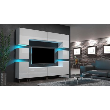 Ensemble meuble TV NEXT 35 AN35-18W-HG2-1A blanc brillant 240 cm (1/4)