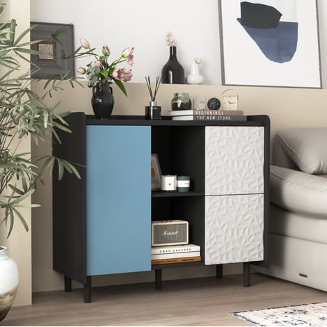 Sideboard Schrank Aufbewahrung MDF Schwarz OKMYHOME (1/5)