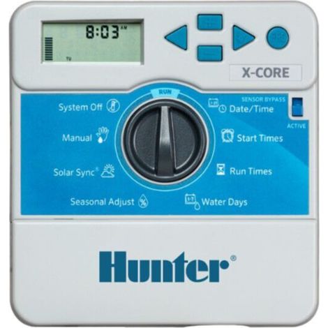Hunter – Programmateur d’arrosage 6 stations – Alimentation 24V – Commande jusqu’à 4h par programme – Pour usage intérieur uniquement - CORE 601 I