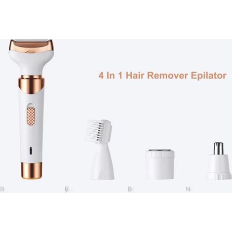 Elektrischer Damenrasierer – 4-in-1-Elektrorasierer für Damen – schmerzfreier Intimrasierer – Trimmer für Gesicht, Nase, Achseln, Intimbereich und Bikinizone – für trockene und glatte Haut (1/5)