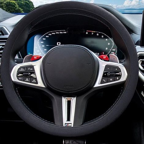 Coprivolante in silicone in due pezzi per auto. Protezione universale per volante, coprivolante antiscivolo per veicoli. (1/5)