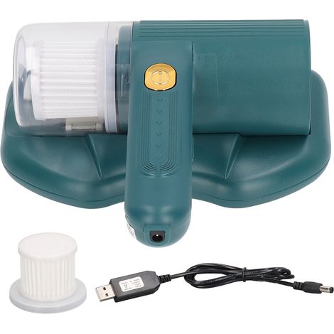 Aspirateur Anti-Acariens Sans Fil USB 20Kpa avec Lumière Violette, Éliminateur Électrique d'Acariens Vert