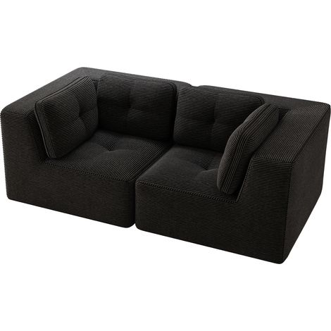 CHICFURN Sofá esquinero modular 208x104x69 cm de tejido negro, sin montaje para salón (1/5)