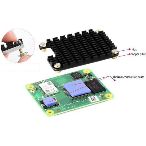 Radiateur de refroidissement en aluminium avec dissipateur thermique pour module de calcul Raspberry Pi CM4 4 (1/4)